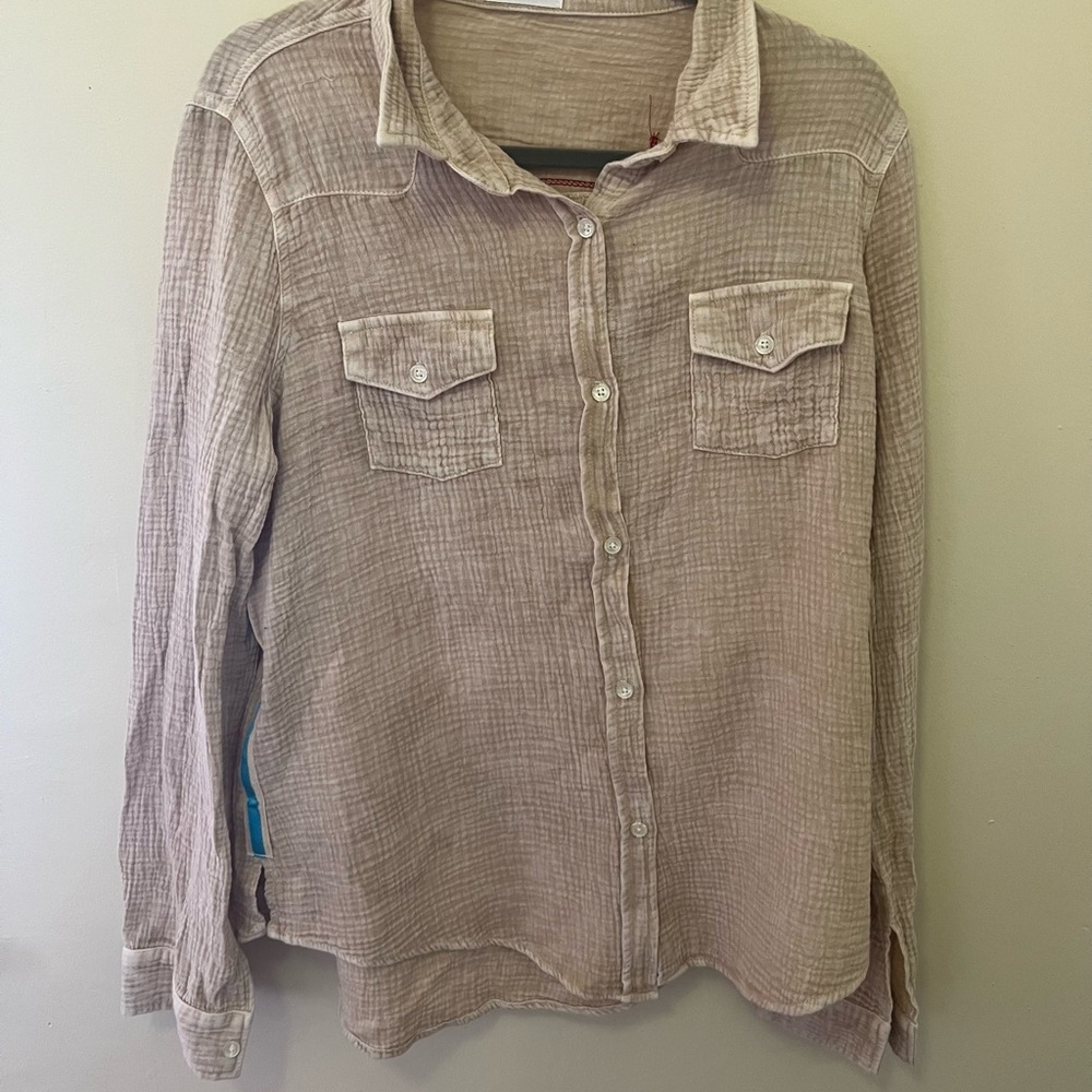 Casual Tan Button-Up Shirt